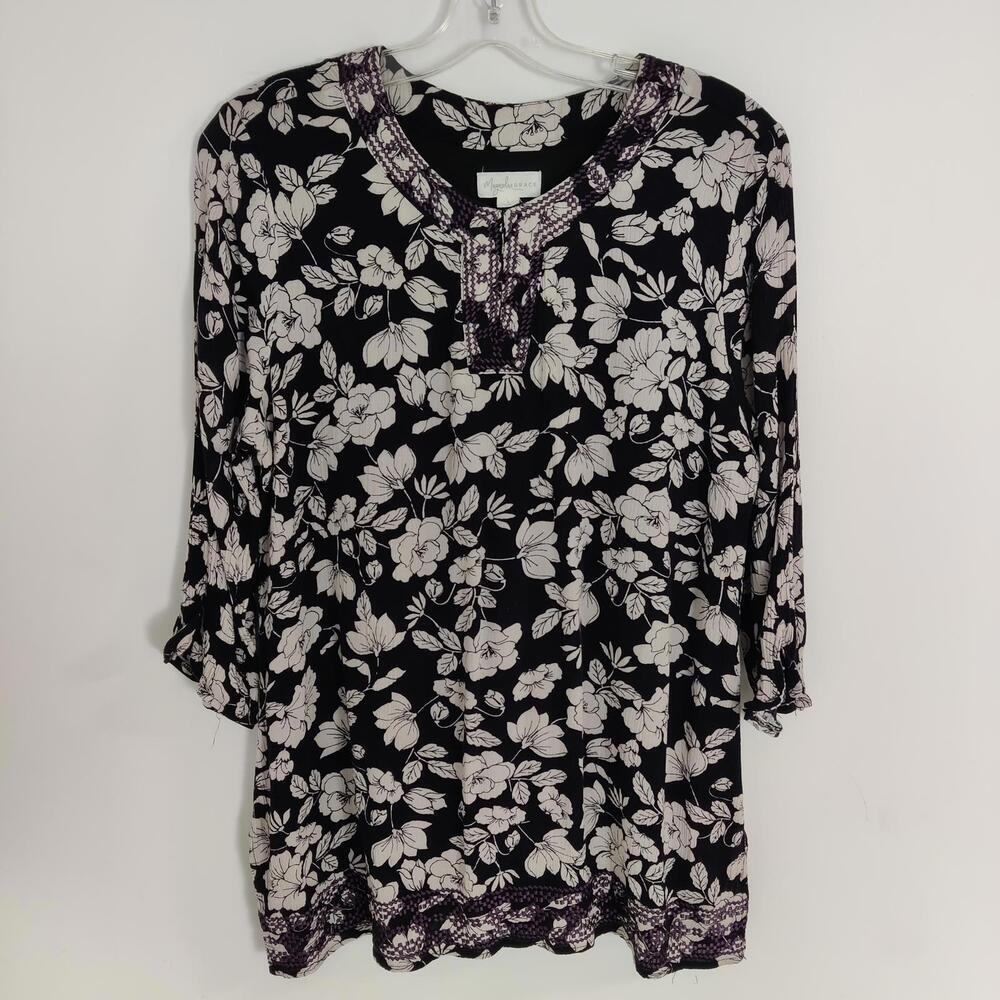 Magnolia Grace Women's Floral Tunic Blouse Size Large